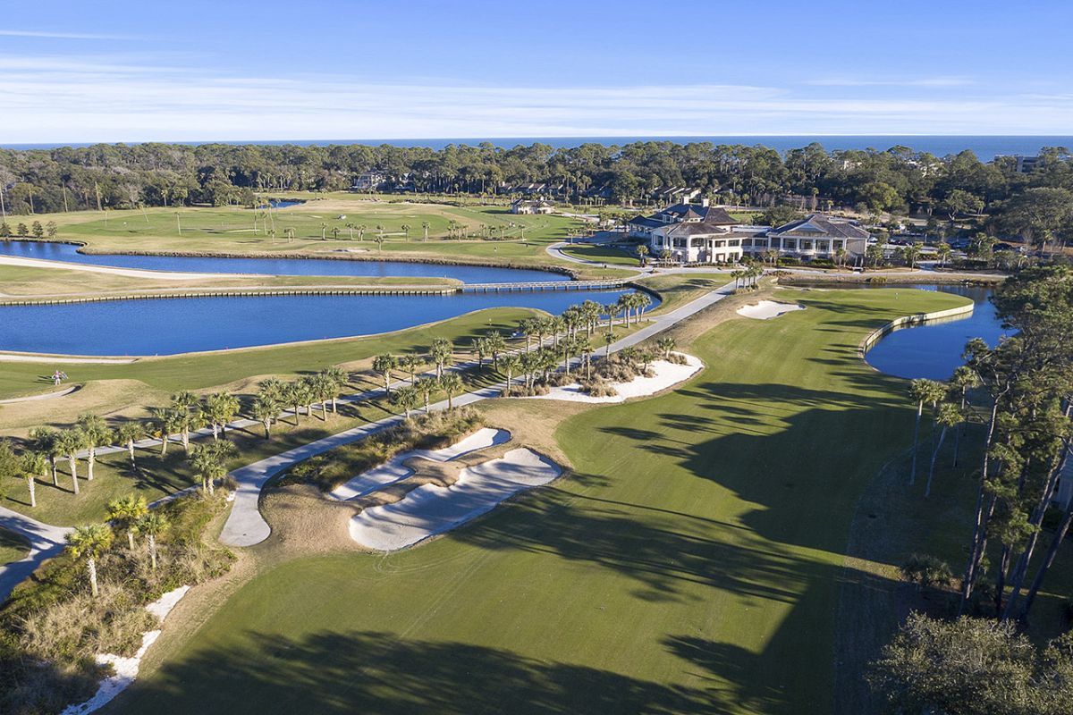 aerial view of golf course